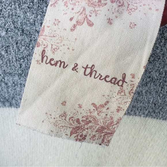 HEM & THREAD COLORBLOCK STRIPE BALLOON SLEEVE SWEATER DRESS SIZE LARGE NWT - Picture 2 of 6